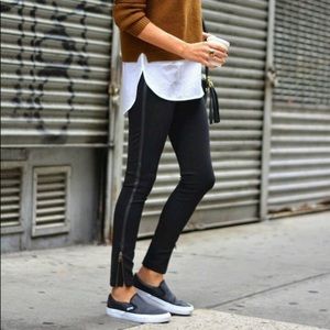 J Crew Pixie Pant w/Real leather trim &‎ ankle zip